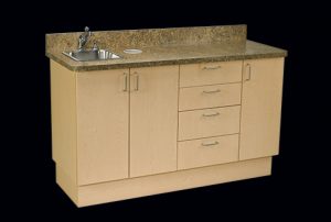 ECO3 Assistant’s Console dental cabinetry with left side sink facing right